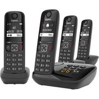 Gigaset 83167 AS690A Quattro - 4 Schnurlose Telefone mit Anrufbeantworter -großes, kontrastreiches Display -brillante Audioqualität -einstellbare Klangprofile -Freisprechfunktion -Anrufschutz,schwarz