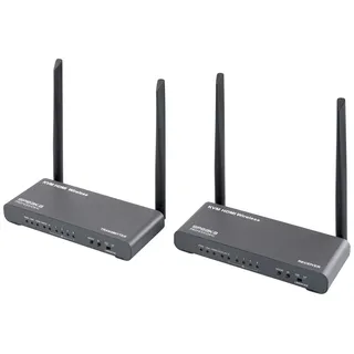 SpeaKa Professional SP-HDE-620 HDMI-Funkübertragung (Set) 100 m 5 GHz 3840 x 2160 Pixel KVM-Funktion (Tastatur, Bildschirm, Maus), mit Loop-Funktion