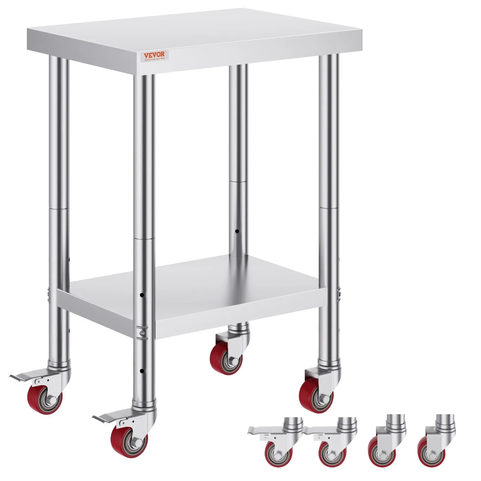 VEVOR Arbeitstisch 24 " x 18" x 34 " Edelstahl Catering Arbeitstisch 100 kg für Belastbarkeit Lebensmittel Zubereitungstisch Gewerblicher Arbeitstisch