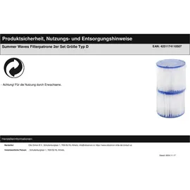 Summer Waves Filterkartusche Größe D 2er Set