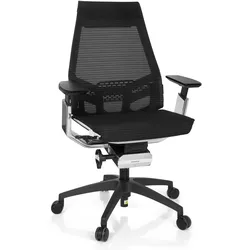 Bürostuhl / Drehstuhl GENIDIA SMART WHITE CM Netz schwarz AL Chrom hjh OFFICE