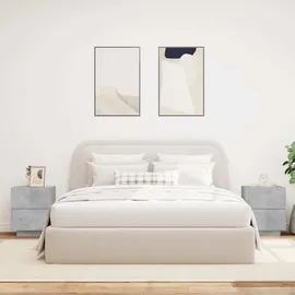 vidaXL Nachttische mit LED-Leuchten 2 Stk. Betongrau Holzwerkstoff