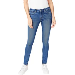 Pepe Jeans Damen Jeans Regent Skinny Fit Medium Dark Wiser 000 Hoher Bund Reißverschluss W 24 L 32