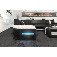 Sofa Dreams Ecksofa Ledercouch Ledersofa Bergamo L Form Leder Sofa, Couch, mit LED, wahlweise mit Bettfunktion als Schlafsofa, Designersofa schwarz