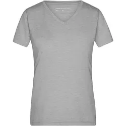 Damen Melange V-Shirt - Farbe grau - Größe XL