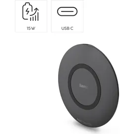 Hama Wireless Charger, kabelloses Smartphone-Ladepad, 15 W, Schwarz