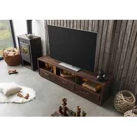 Massivmoebel24 Bark TV-Board 175x40x47 cm Dunkelbraun Holz