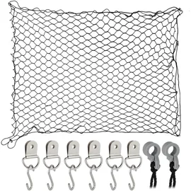 Relaxdays Trennnetz für Hunde, 100 x 100 cm, Autonetz mit Haken, Hundenetz Rückbank & Kofferraum, universal, schwarz