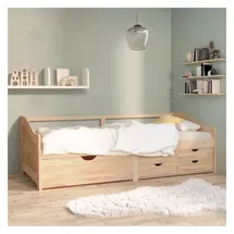 vidaXL Tagesbett 3-Sitzer mit Schubladen Massivholz Kiefer 90x200 cm