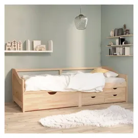 vidaXL Tagesbett 3-Sitzer mit Schubladen Massivholz Kiefer 90x200 cm