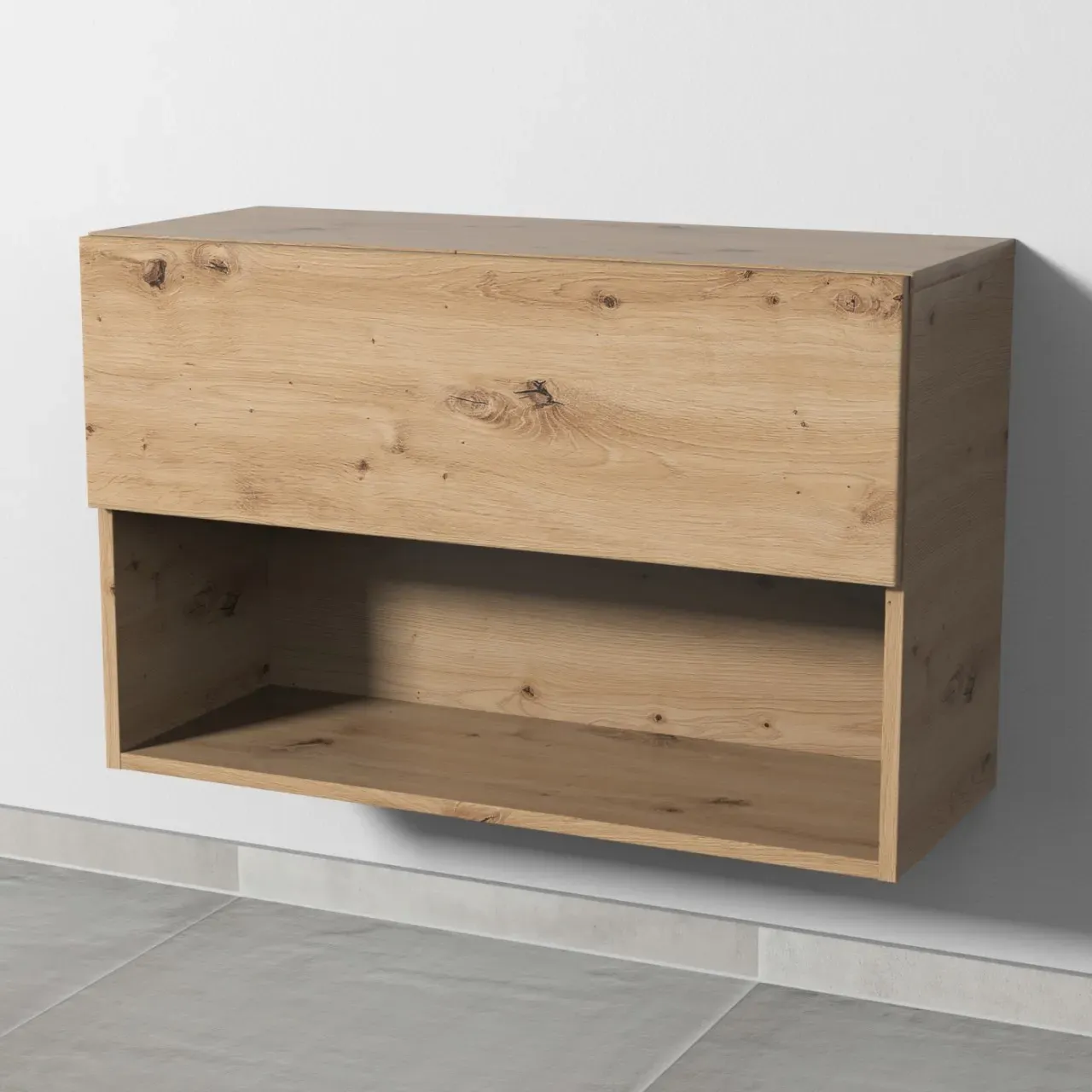 Sanipa 4balance Anbauschrank mit 1 Auszug und 1 offenem Fach, Eiche Natural-Touch, DL11185 DL11185
