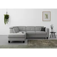 sit&more Ecksofa »Belluci L-Form«, inklusive Federkern, wahlweise mit Bettfunktion und Bettkasten, grau