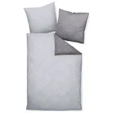 Davos Palermo Mako Satin Geometrisches Muster Grau 135 x 200 cm + 80 x 80 cm