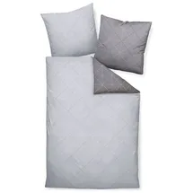 Davos Palermo Mako Satin Geometrisches Muster Grau 135 x 200 cm + 80 x 80 cm