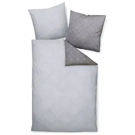 Davos Palermo Mako Satin Geometrisches Muster Grau 135 x 200 cm + 80 x 80 cm