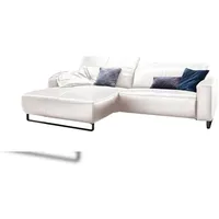 KAWOLA Sofa YORK Leder Recamiere bianco