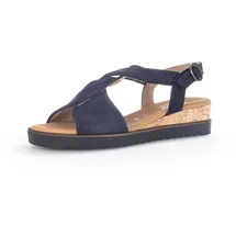Gabor Damen Keilsandalen, Frauen Sandalen,Moderate Mehrweite (G),offene schuhe,strandschuhe,keilsandaletten,blue (Kork/schw.),39 EU / 6 UK - 39 EU