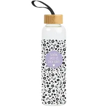 gw-trading gmbh Grafik-Werkstatt Trinkflasche aus Glas mit lustigem Spruch | mit Griffschlaufe | 550 ml | Schön, das es dich gibt,