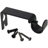 MroMax Gardinenstangen-Halterung aus Eisen, Einzelhalter für Gardinenstangen von 13–16 mm, 73 x 38 x 16 mm, Schwarz, 4 Stück
