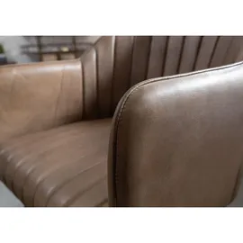 Massivmoebel24 Esszimmerstuhl Iron Label Stuhl Echtleder beige/braun
