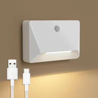ACMHNC Akku Treppenlicht Mit Bewegungsmelder, LED Nachtlicht Mit Bewegungsmelder, Akku Wandleuchte Kabellos, Linkage Modi, Warmweiße, für Treppen Flur Schlafzimmer, Weiß