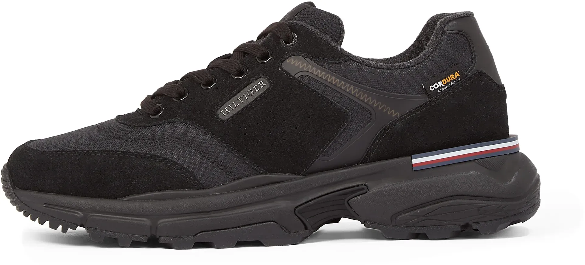 Keilsneaker TOMMY HILFIGER "M RUNNER CORDURA MIX" Gr. 41, schwarz Herren Schuhe Outdoorschuh, Freizeitschuh, Schnürschuh mit CORDURA-Ausstattung