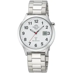 Funkuhr MASTER TIME, silberfarben, weiß, Armbanduhren, Herren, Quarzuhr, Armbanduhr, Herrenuhr, Edelstahlarmband, analog, digital