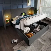 Stilvora Stauraumbett 180×200cm Polsterbett Doppelbett mit Bettkasten,Leselampe und USB