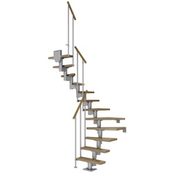 DOLLE Mittelholmtreppe »Dublin«, eichenholz, 12 Stufen, bis 292cm Raumhöhe - grau