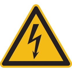 Warnschild, Warnung vor elektrischer Spannung W012 (Blitzpfeil) - ASR A1.3 (DIN EN ISO 7010) - 300x0.45 mm Aluminium geprägt