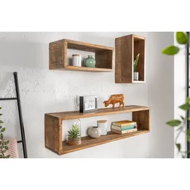 Riess-Ambiente Massives Wandregal 3er Set Hemingway 94 cm Braun aus Mangoholz Regal Holzregal 3er Set Wandregale aus Massivholz