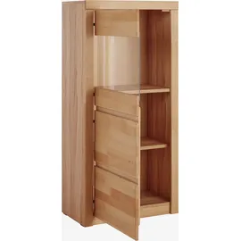 Home Affaire Vitrine HOME AFFAIRE "Silkeborg", beige (kernbuche teilmassiv), B:60cm H:125cm T:35cm, Holz teilmassiv, Schränke, Vitrine, schöne grifflose Optik, teilmassiv