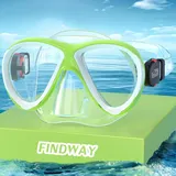 Findway Taucherbrille Kinder, Schwimmbrille Kinder für Jungen Mädchen,Schnorchelmaske Kinder 180°Panorama Verstellbares Silikonband Anti-Leck Tauchmaske Kinder für 3-14 Jahre