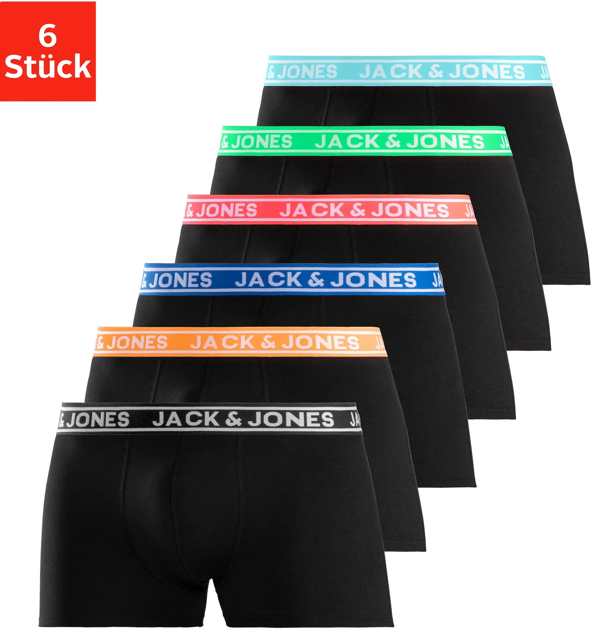 Trunk »JACCRISP TRUNKS 6-PACK«, (Packung, 6 St.), Großpackung, Gr. S, schwarz, , 31167967-S