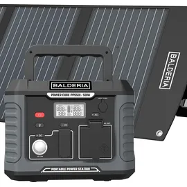 Balderia Power Set, tragbare Powerstation 500W mit faltbarem Solarpanel 120W