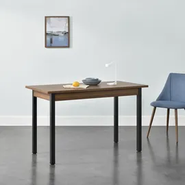 [en.casa] Esstisch, 'Den Haag' 120x60 cm Stahl Walnussoptik - Naturbelassen