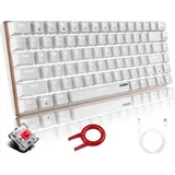 Hoopond AK33 Mechanische Gaming Tastatur Weiße LED-Hintergrundbeleuchtung,USB-Kabel, 82 Tasten, Kompakte Mechanische Tastatur mit Anti-Ghosting-Ta... - Weiß