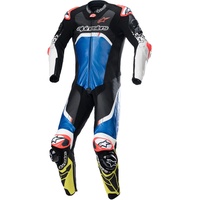 Alpinestars GP Tech V4, Lederkombi 1tlg. perforiert - Schwarz/Blau/Neon-Gelb