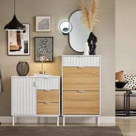 SoBuy Schuhkipper 60 x 110 x 35 cm weiß / weiß