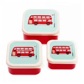 Rex London Snackdosen 3er Set London Bus Doppeldecker Dosen Kunststoff Aufbewahrung