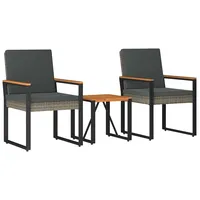 vidaXL Gartenmöbel Set 3-tlg. Grau/Dunkelgrau