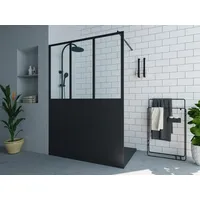 Vente-unique Vente-unique-Duschtrennwand Seitenwand italienische Dusche - Schwarz matt -