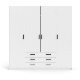 ebuy24 Spell Kleiderschrank B183 cm 4 Türen und 3 Schubladen weiß.