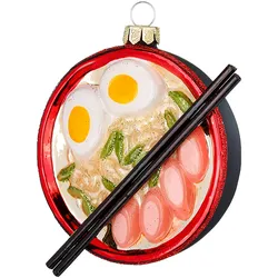 Christbaumschmuck Glas 8,8cm Ramen Bowl Figur Handbemalt Weihnachtsbaum Anhänger Weihnachten Christbaumanhänger Weihnachtsbaumschmuck Japan Essen Bunt