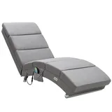 CASARIA Relaxliege London mit Massage Heizfunktion Ergonomisch Gepolstert Wohnzimmer Liegestuhl Polsterliege Stoff grau