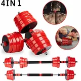 Mucola - Langhantel Kurzhantel Hantelset 4in1 Set verstellbar Gewichte 40 kg Hantel Krafttraining Hantelscheiben Langhantelstange Dumbbell
