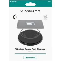 Vivanco Wireless Super Fast Charger, induktives QI Schnellladepad, 15W