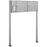 AL Briefkastensysteme 2er Premium Edelstahl inkl. Zeitungsfach