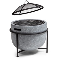 Blumfeldt Feuerschale, Tragbare Feuerstelle Outdoor, Feuerschalen für den Garten, Terrasse & Camping, Feuerschale mit Grillrost & Holzlagerfach, Sichere Stahlschale, Feuerstelle 52 x 46 x 52 cm