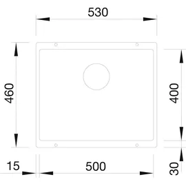 Blanco Subline 500-U felsgrau + Handbetätigung + InFino